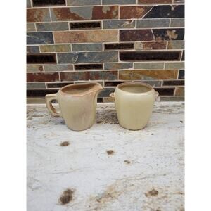 Vintage Frankoma Sugar Creamer, Plainsman Desert Gold, Open Bowl 5DB Pitcher 5DA